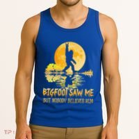 Bigfoot Saw Me But Nobody Believes Him Halloween Bigfoot Tank Top thumb 3