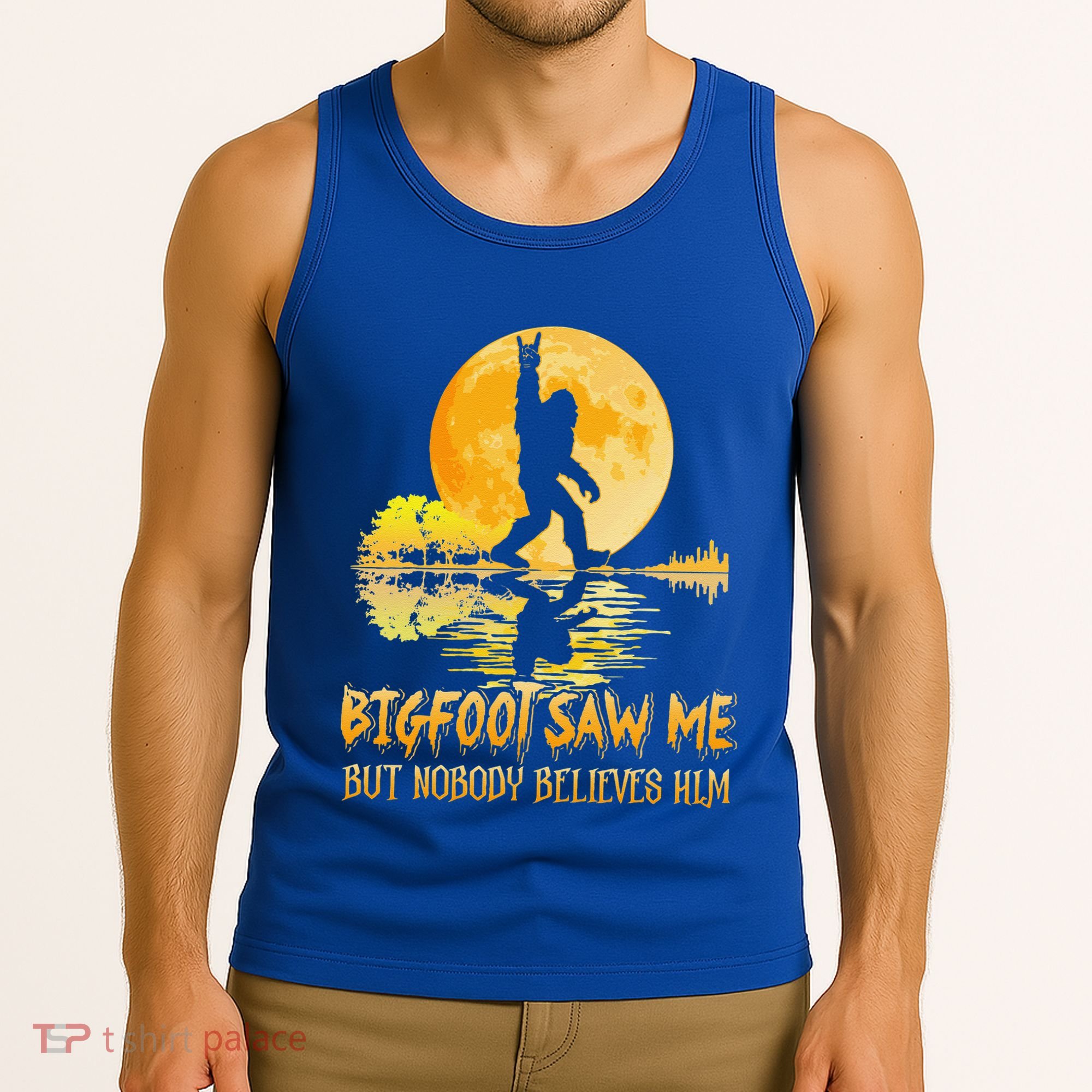 Bigfoot Saw Me But Nobody Believes Him Halloween Bigfoot Tank Top