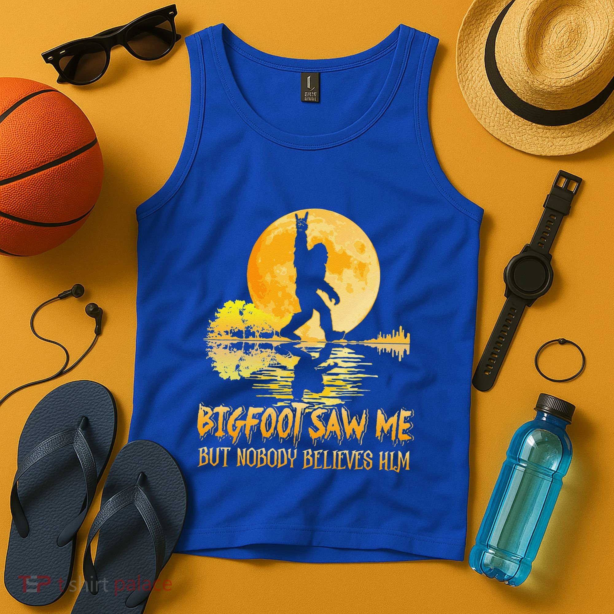 Bigfoot Saw Me But Nobody Believes Him Halloween Bigfoot Tank Top