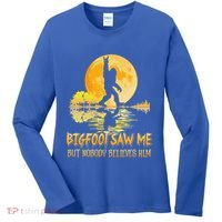 Bigfoot Saw Me But Nobody Believes Him Halloween Bigfoot Women's Long Sleeve Shirt thumb 0