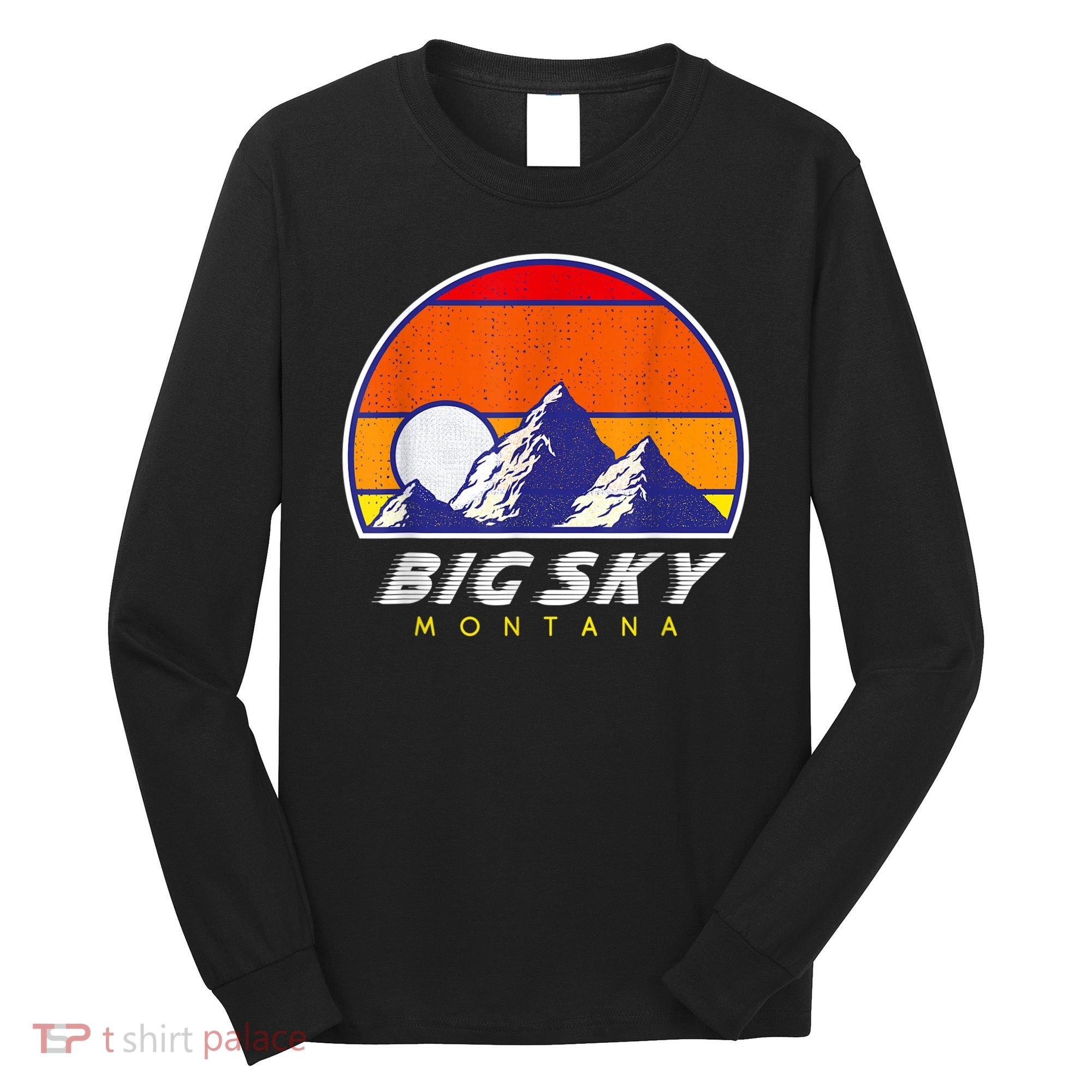 Big Sky Montana USA Ski Resort 1980s Retro Collection Long Sleeve Shirt