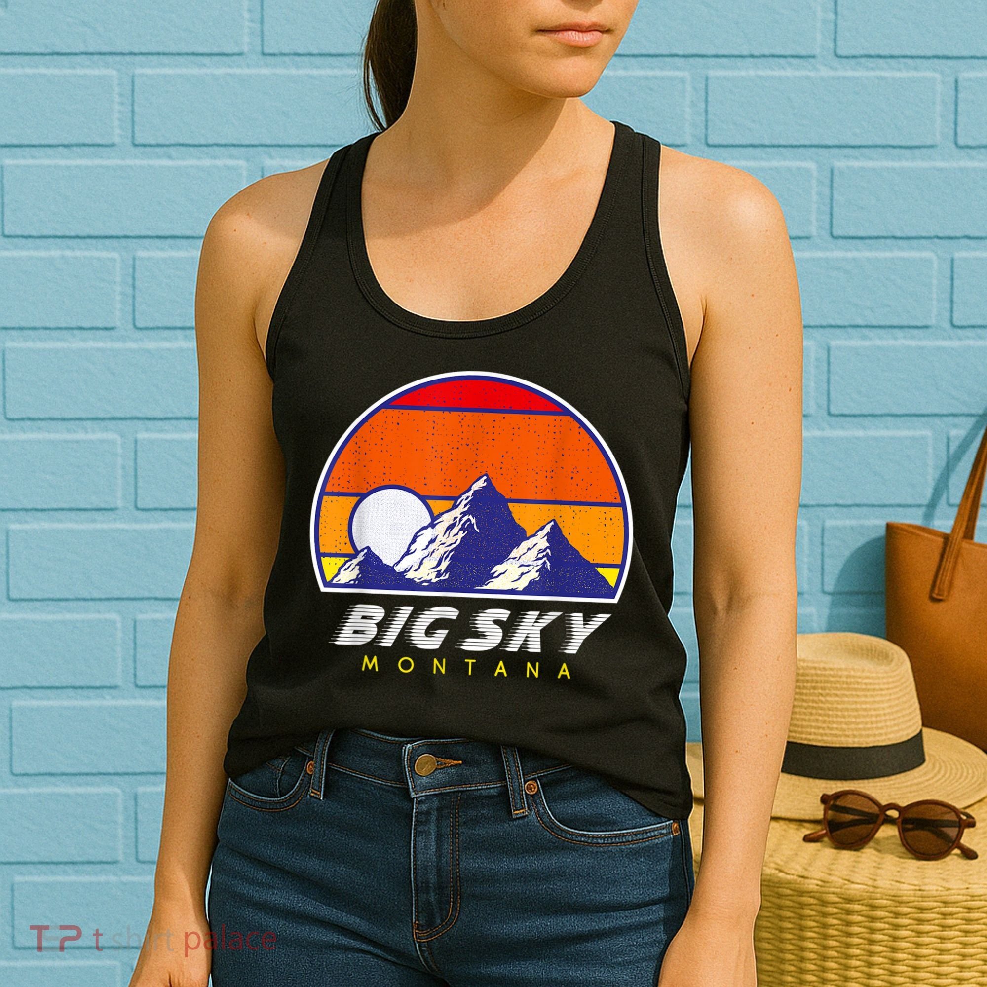 Big Sky Montana USA Ski Resort 1980s Retro Collection Women's Tank Top