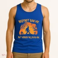 Bigfoot Saw Me But Nobody Believes Him Sasquatch Halloween Tank Top thumb 3