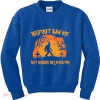 Bigfoot Saw Me But Nobody Believes Him Sasquatch Halloween Kids Sweatshirt thumb 0