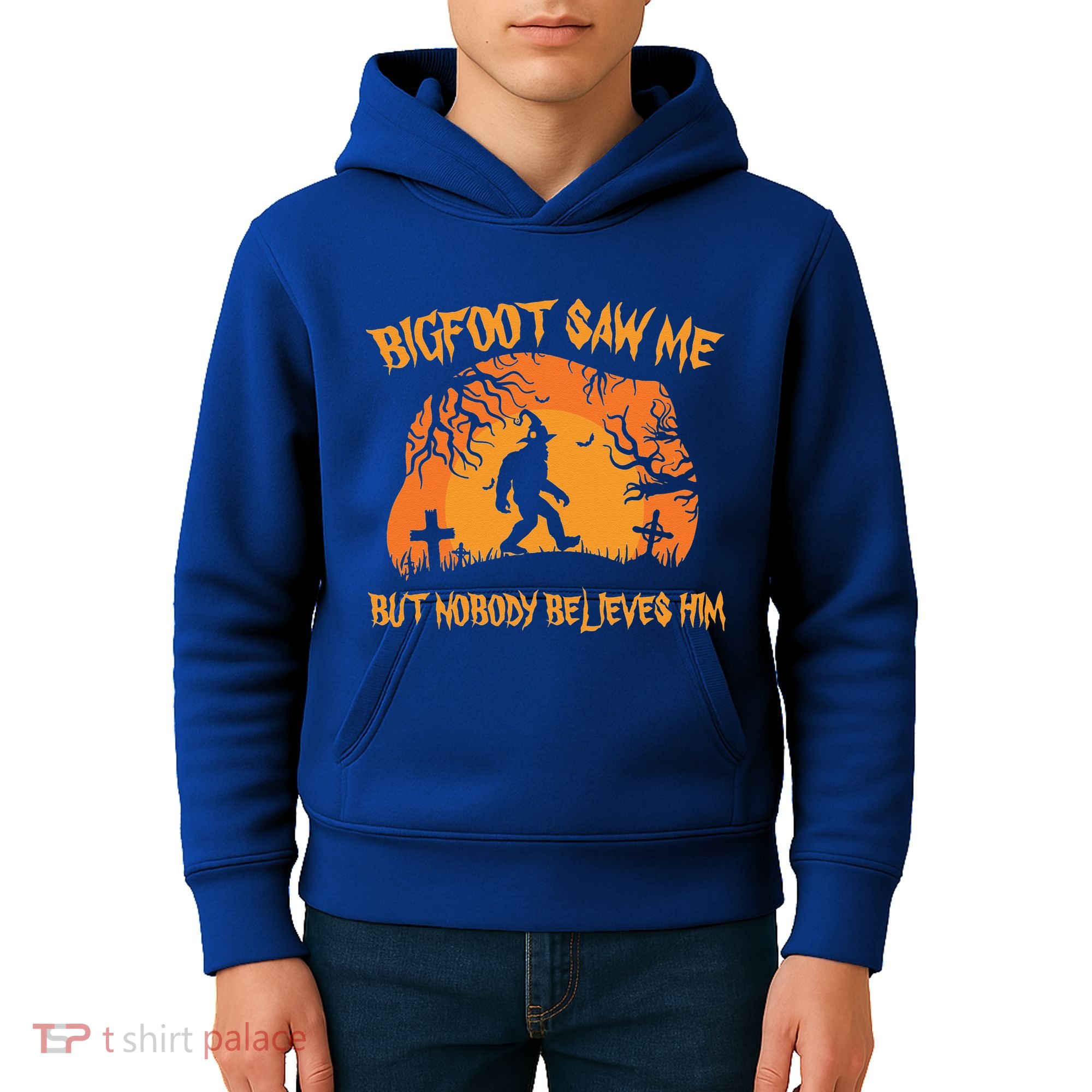 Bigfoot Saw Me But Nobody Believes Him Sasquatch Halloween Kids Hoodie