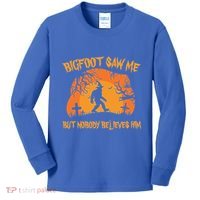 Bigfoot Saw Me But Nobody Believes Him Sasquatch Halloween Kids Long Sleeve Shirt thumb 0