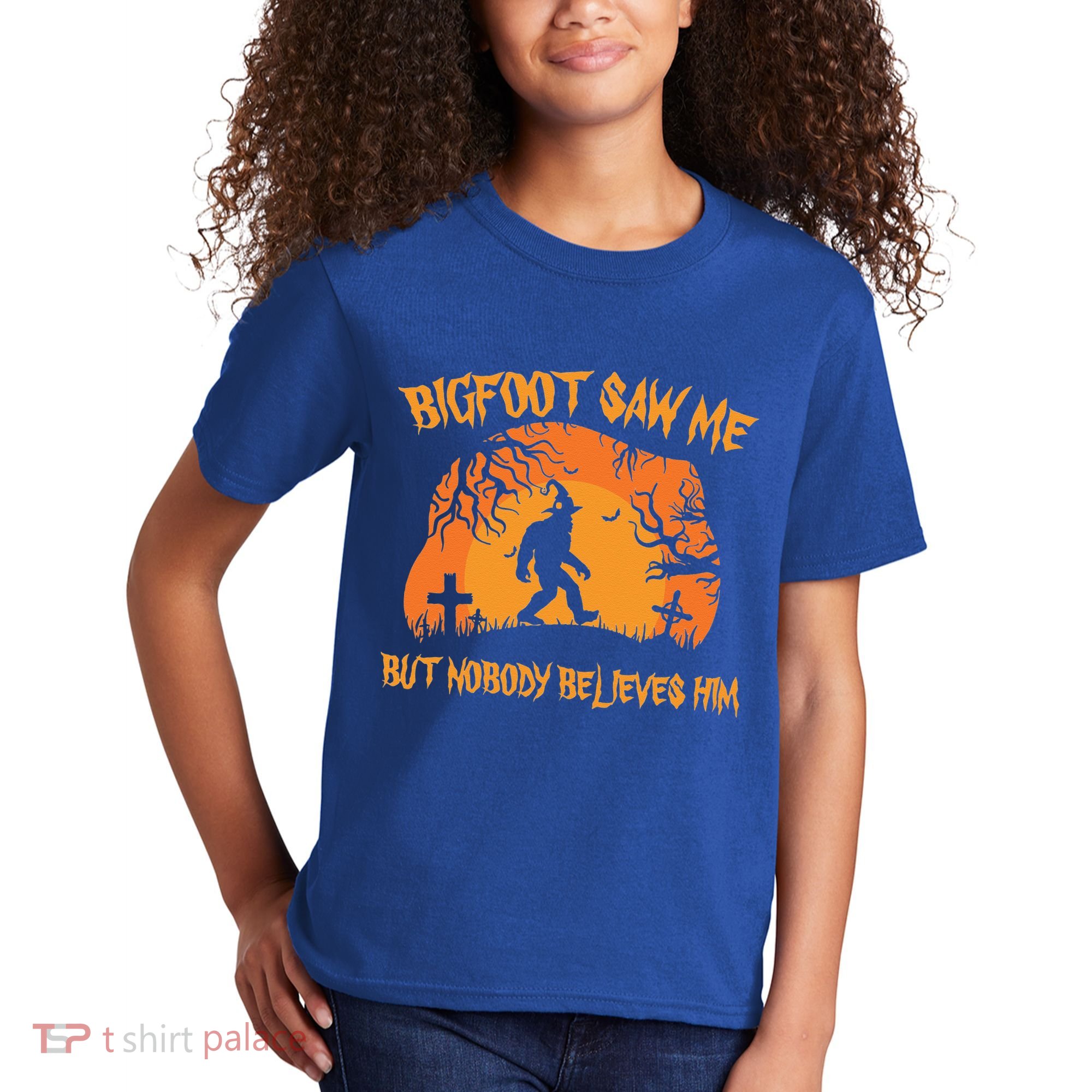 Bigfoot Saw Me But Nobody Believes Him Sasquatch Halloween Kids T-Shirt