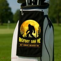 Bigfoot Saw Me Nobody Believes Him Funny Halloween Costume Golf Towel thumb 2