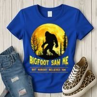 Bigfoot Saw Me Nobody Believes Him Funny Halloween Costume Women's T-Shirt thumb 3