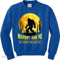 Bigfoot Saw Me Nobody Believes Him Funny Halloween Costume Kids Sweatshirt thumb 0