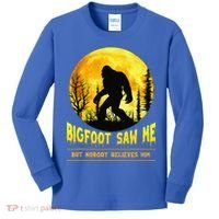 Bigfoot Saw Me Nobody Believes Him Funny Halloween Costume Kids Long Sleeve Shirt thumb 0