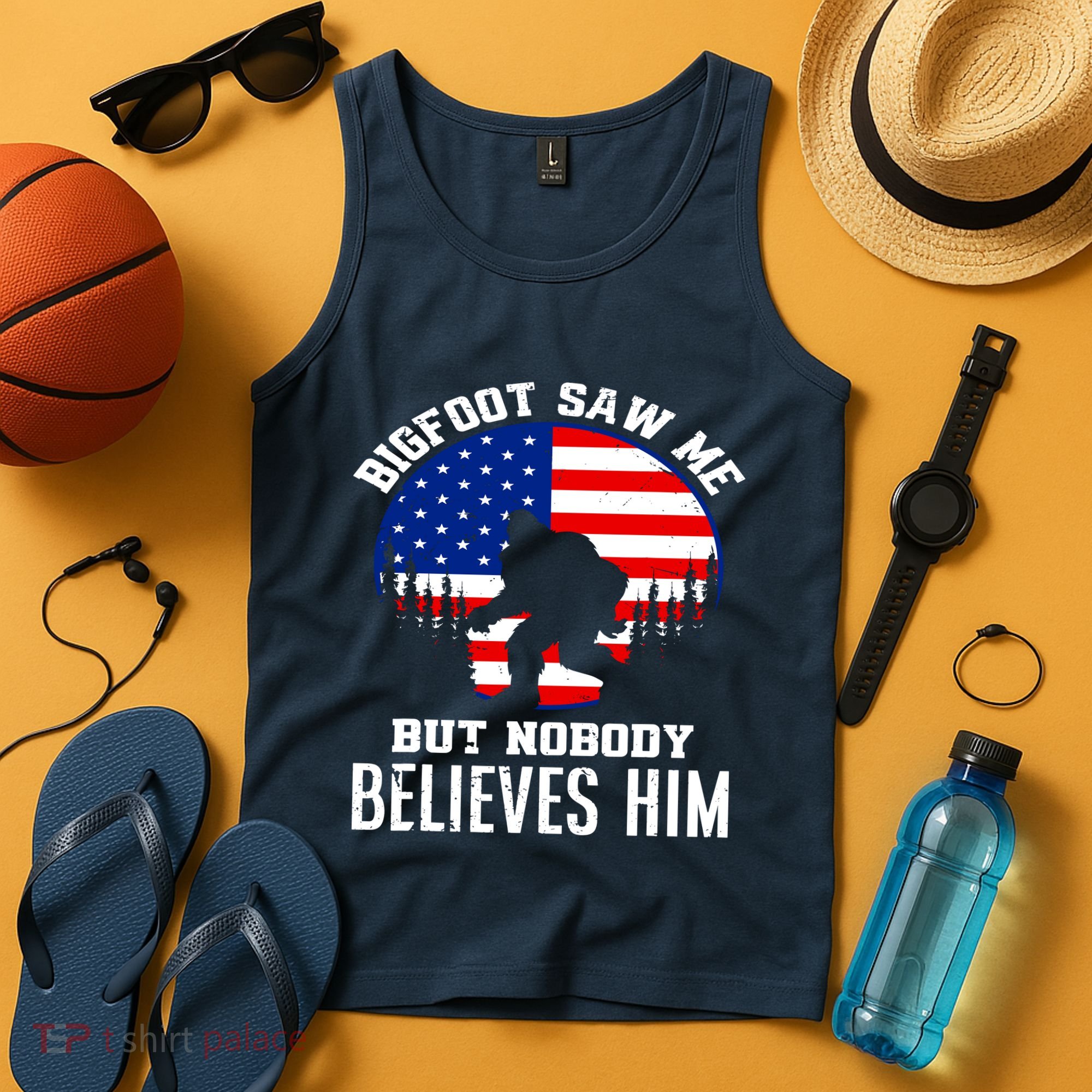 Bigfoot Saw Me But Nobody Believes Him Funny Bigfoot Tank Top