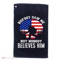 Bigfoot Saw Me But Nobody Believes Him Funny Bigfoot Golf Towel thumb 0