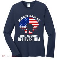 Bigfoot Saw Me But Nobody Believes Him Funny Bigfoot Women's Long Sleeve Shirt thumb 0