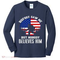 Bigfoot Saw Me But Nobody Believes Him Funny Bigfoot Kids Long Sleeve Shirt thumb 0