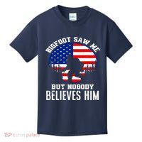 Bigfoot Saw Me But Nobody Believes Him Funny Bigfoot Kids T-Shirt thumb 0