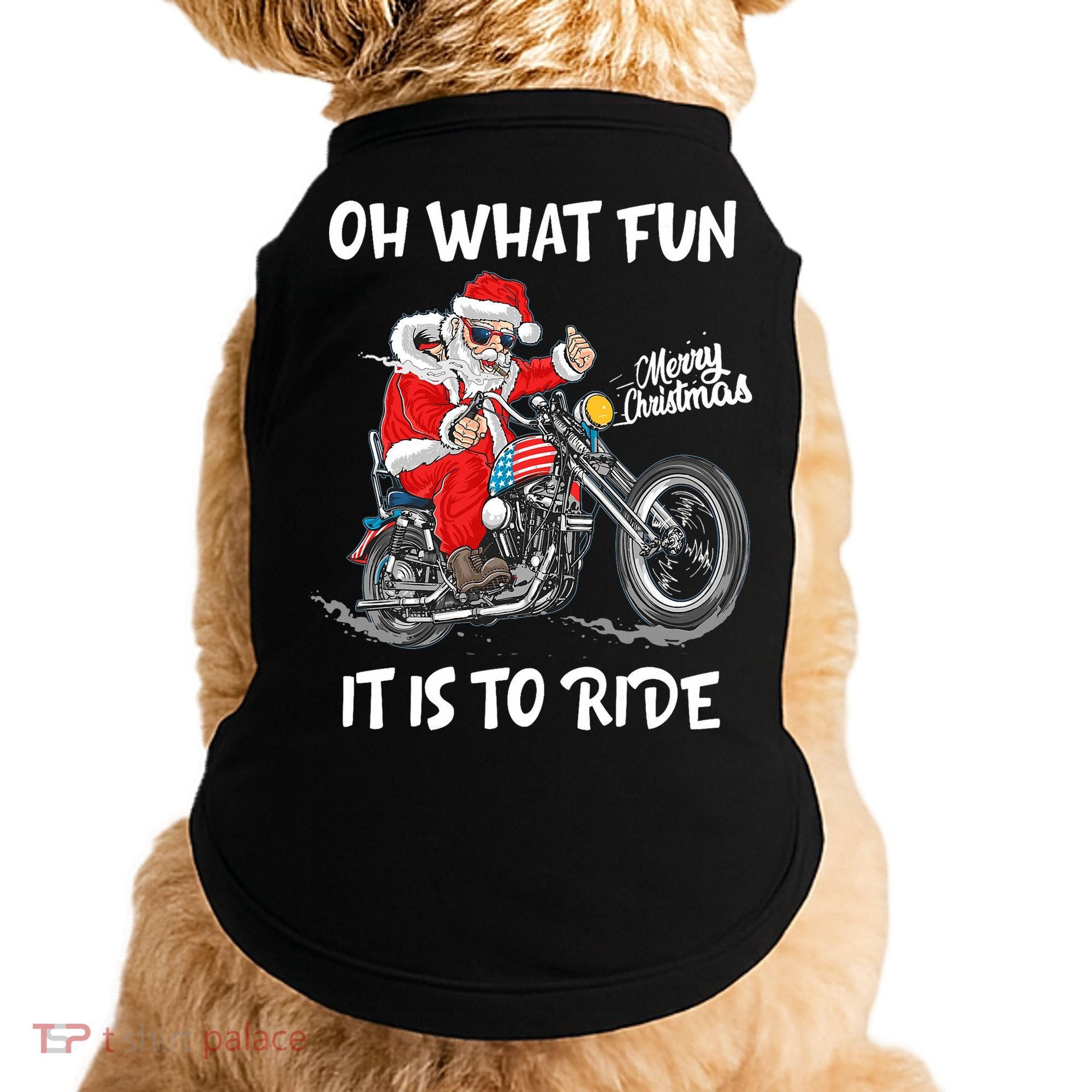 Biker Santa Motorcycle Fan Merry Christmas Xmas Holidays Doggie Tank