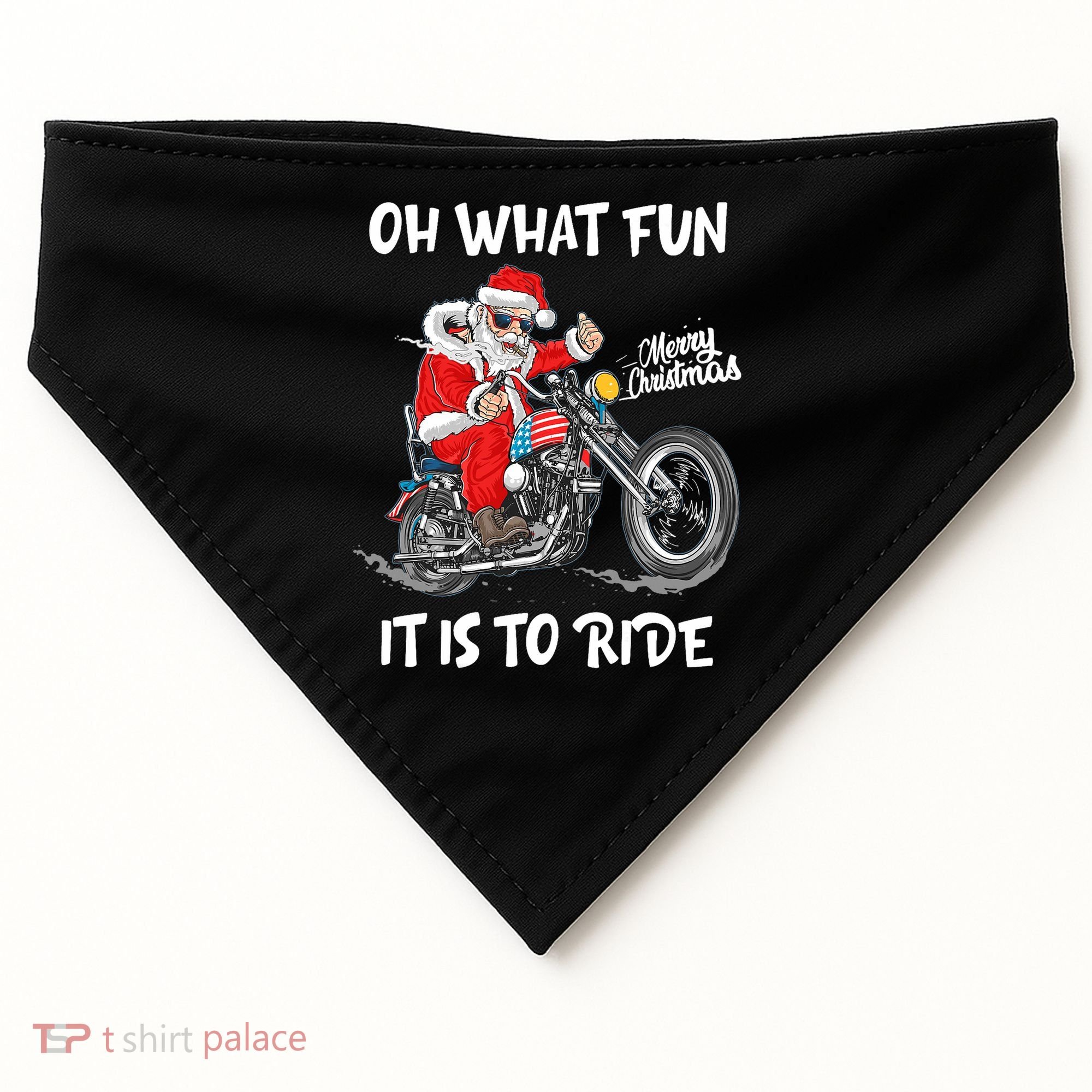 Biker Santa Motorcycle Fan Merry Christmas Xmas Holidays USA-Made Doggie Bandana
