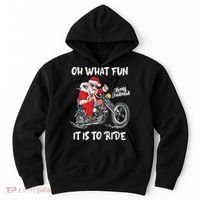 Biker Santa Motorcycle Fan Merry Christmas Xmas Holidays Hoodie thumb 0
