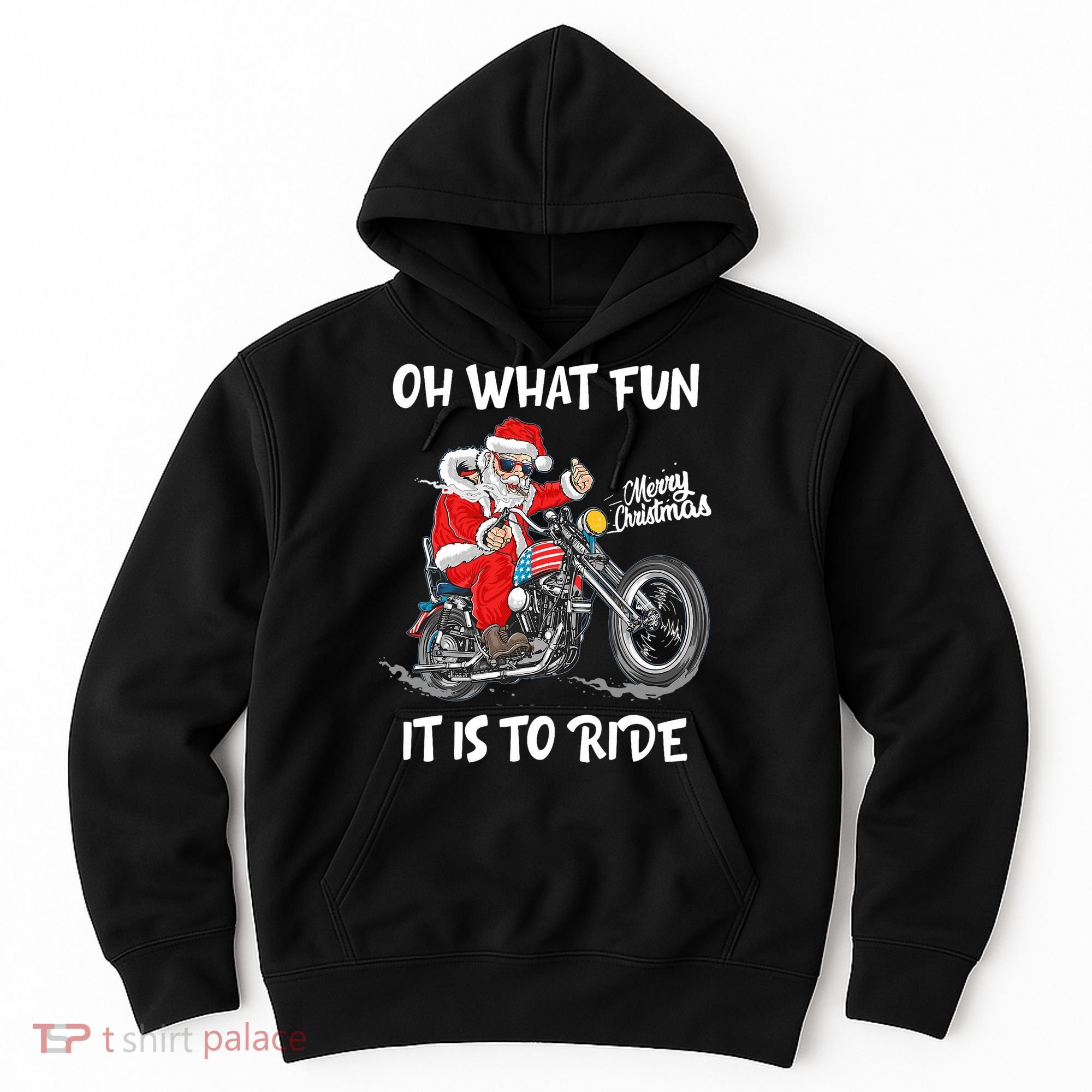 Biker Santa Motorcycle Fan Merry Christmas Xmas Holidays Hoodie