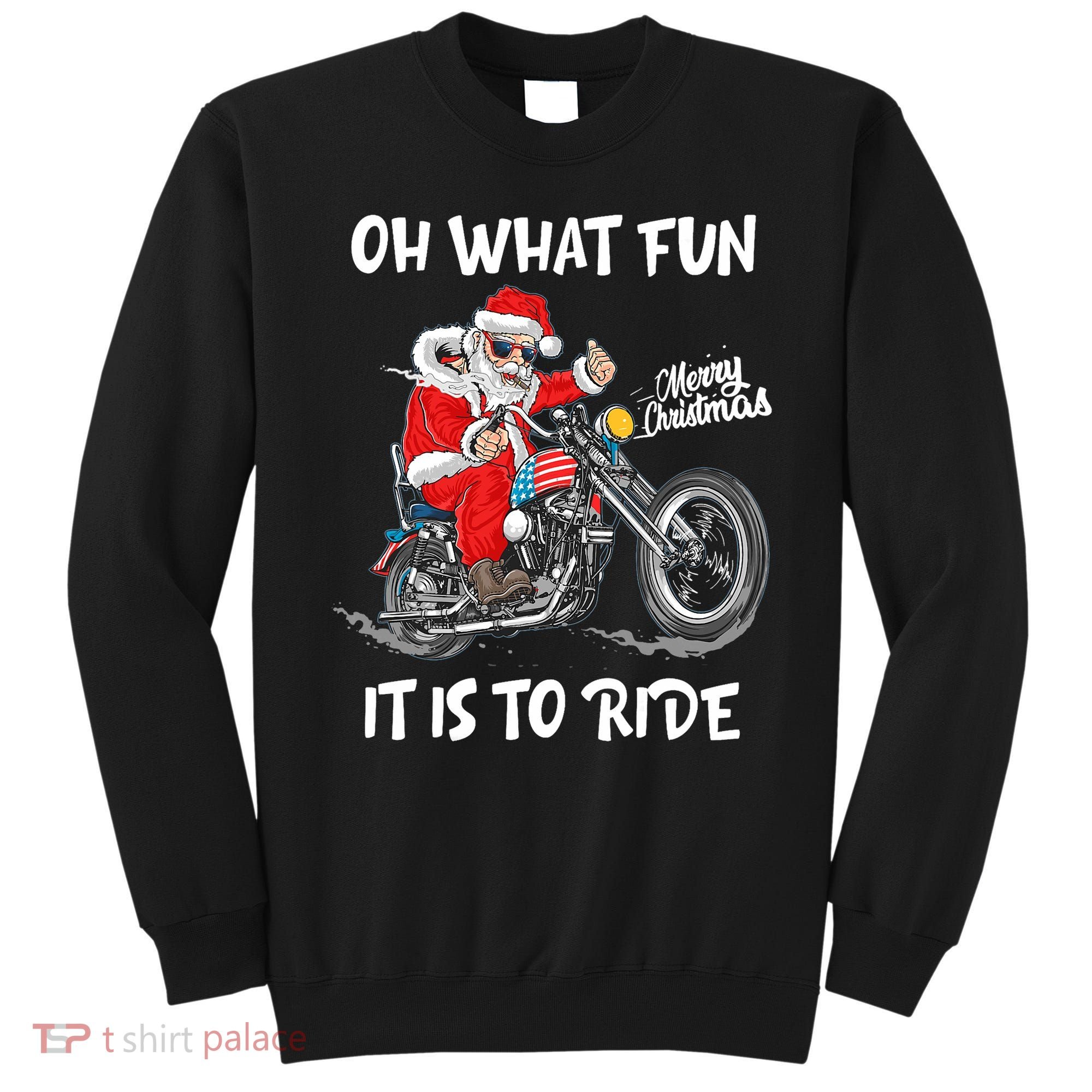 Biker Santa Motorcycle Fan Merry Christmas Xmas Holidays Sweatshirt