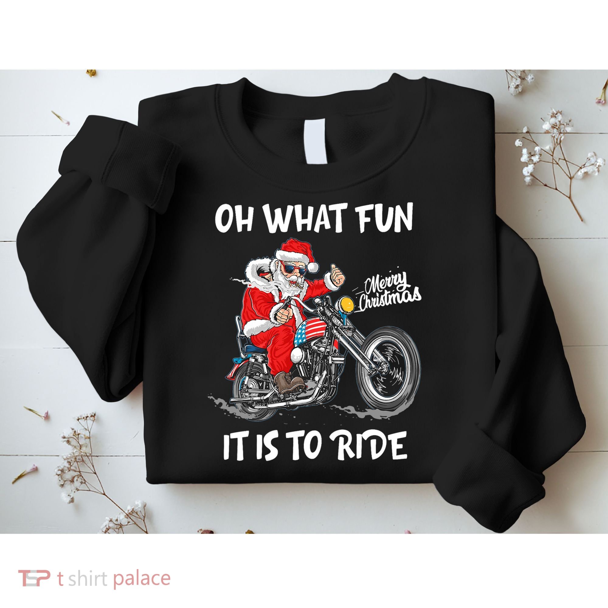 Biker Santa Motorcycle Fan Merry Christmas Xmas Holidays Sweatshirt