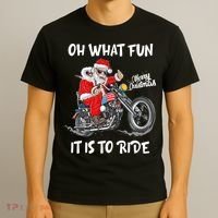 Biker Santa Motorcycle Fan Merry Christmas Xmas Holidays T-Shirt thumb 3