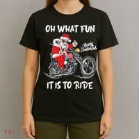 Biker Santa Motorcycle Fan Merry Christmas Xmas Holidays T-Shirt thumb 4