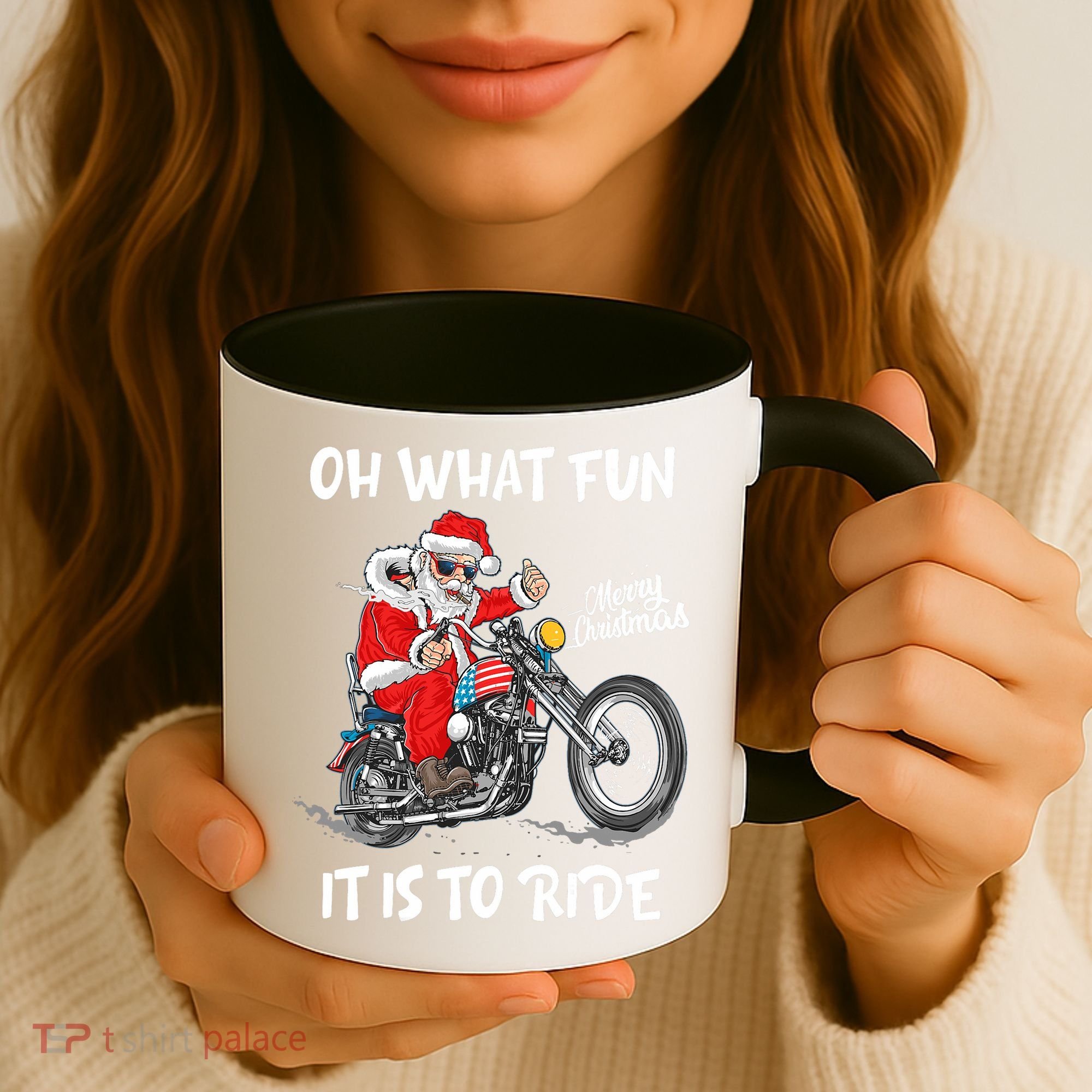 Biker Santa Motorcycle Fan Merry Christmas Xmas Holidays Coffee Mug