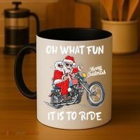 Biker Santa Motorcycle Fan Merry Christmas Xmas Holidays Coffee Mug thumb 4