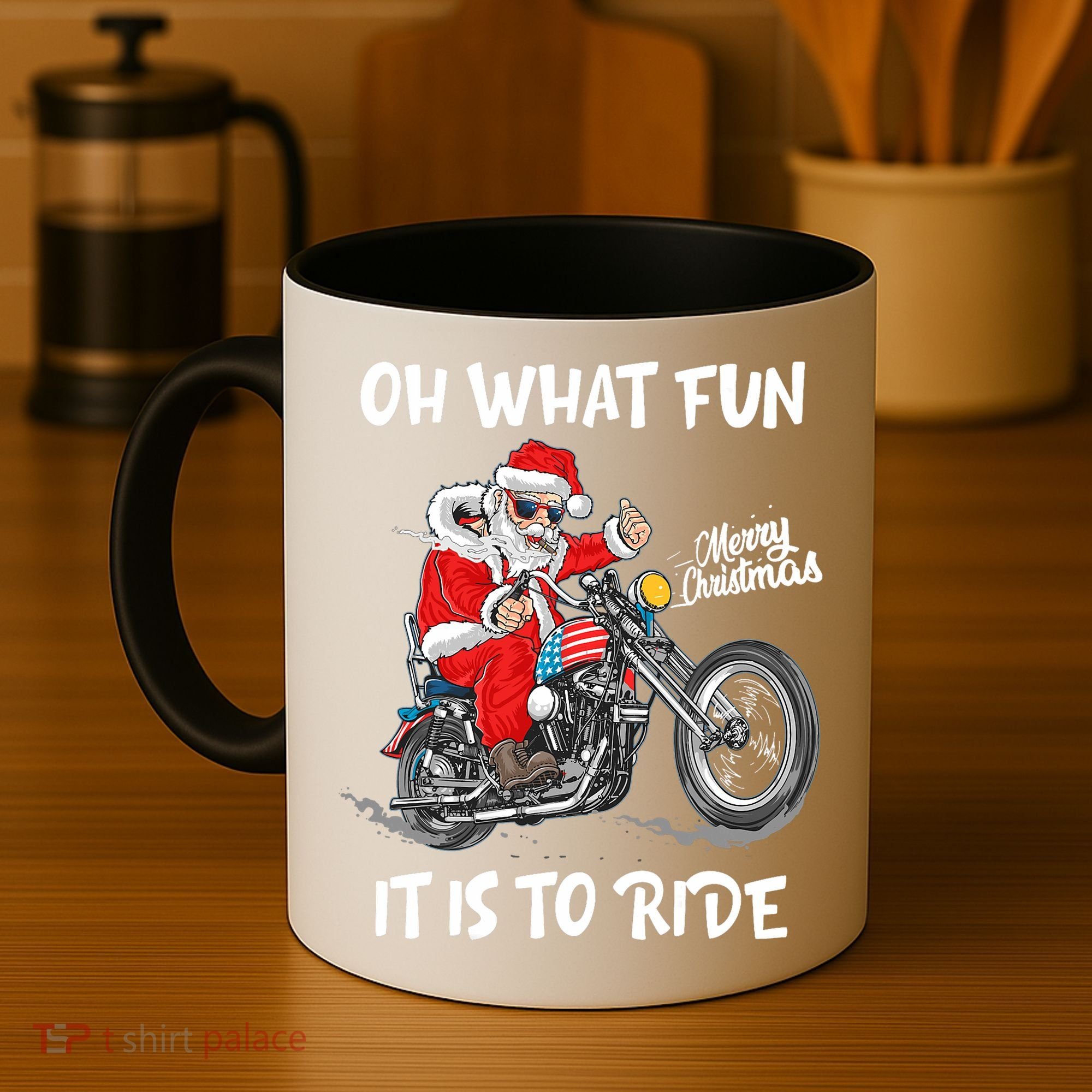 Biker Santa Motorcycle Fan Merry Christmas Xmas Holidays Coffee Mug