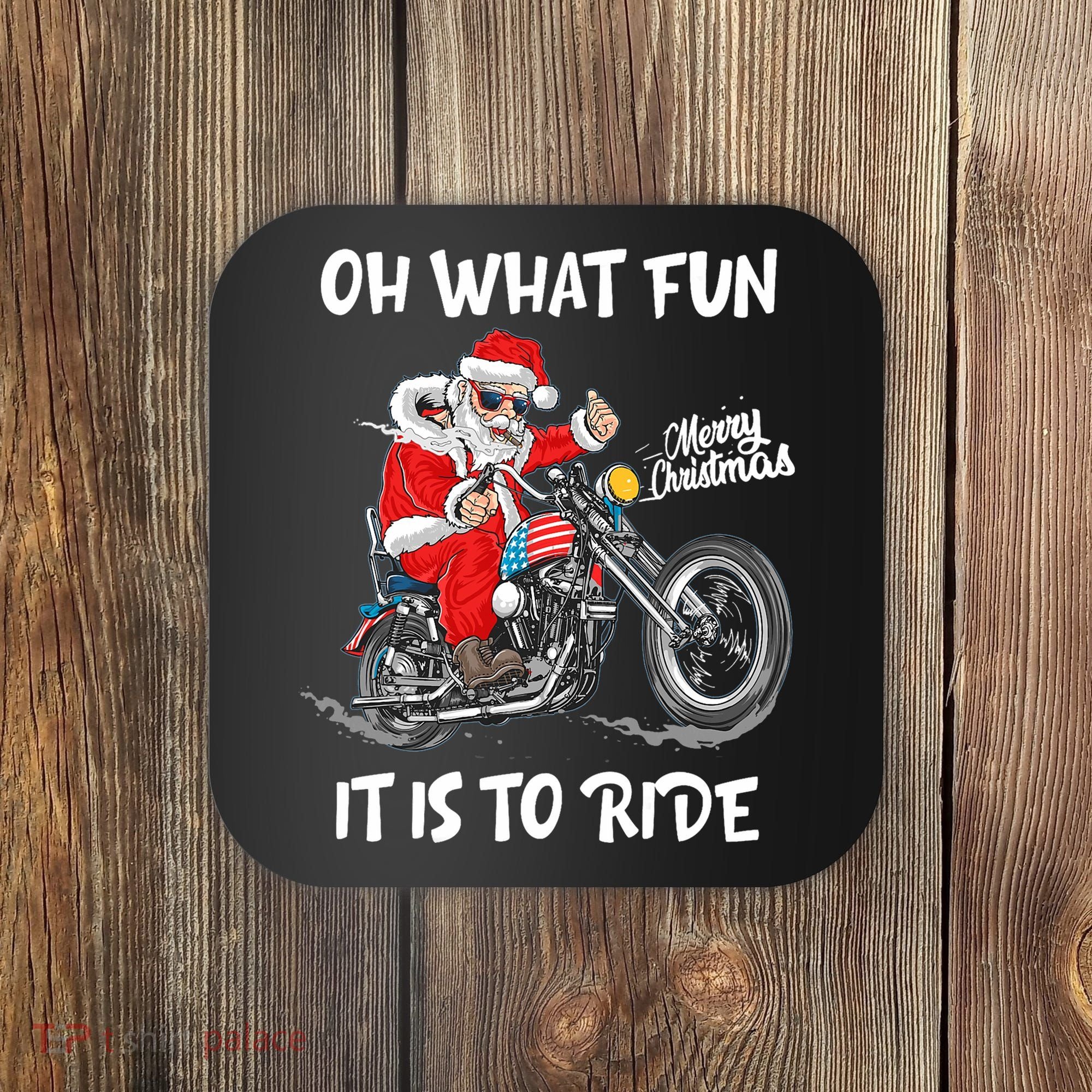 Biker Santa Motorcycle Fan Merry Christmas Xmas Holidays Coaster