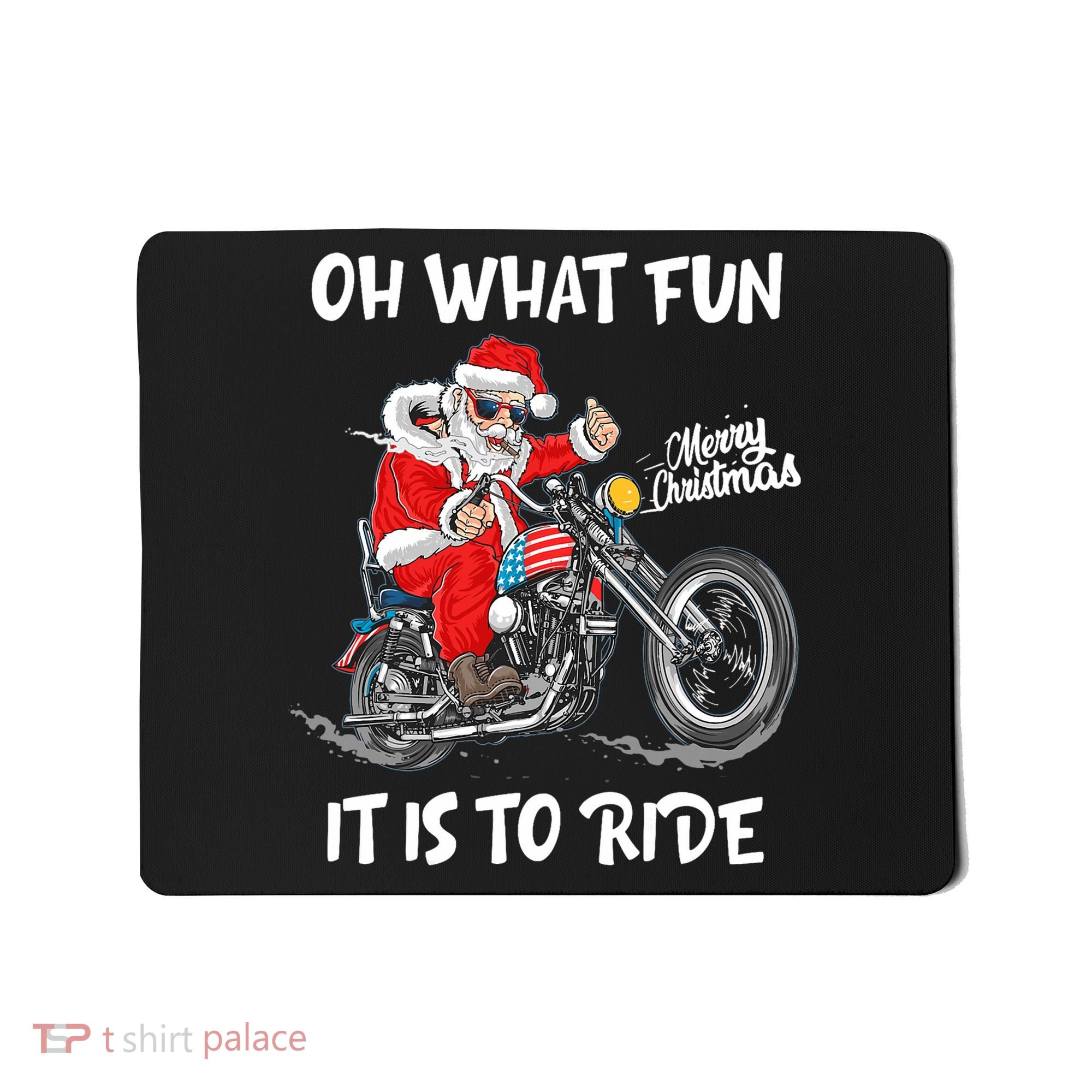 Biker Santa Motorcycle Fan Merry Christmas Xmas Holidays Mousepad