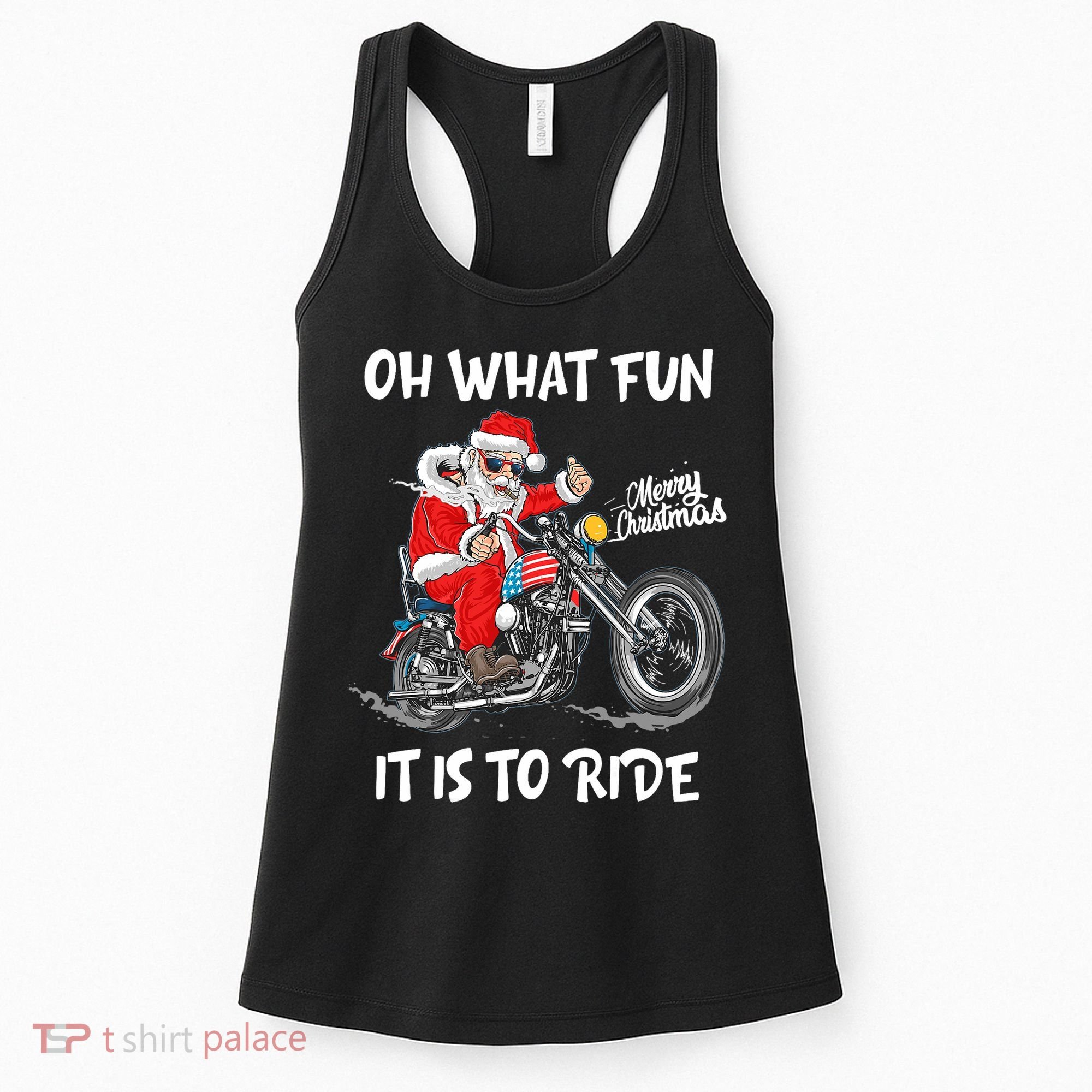 Biker Santa Motorcycle Fan Merry Christmas Xmas Holidays Women's Tank Top