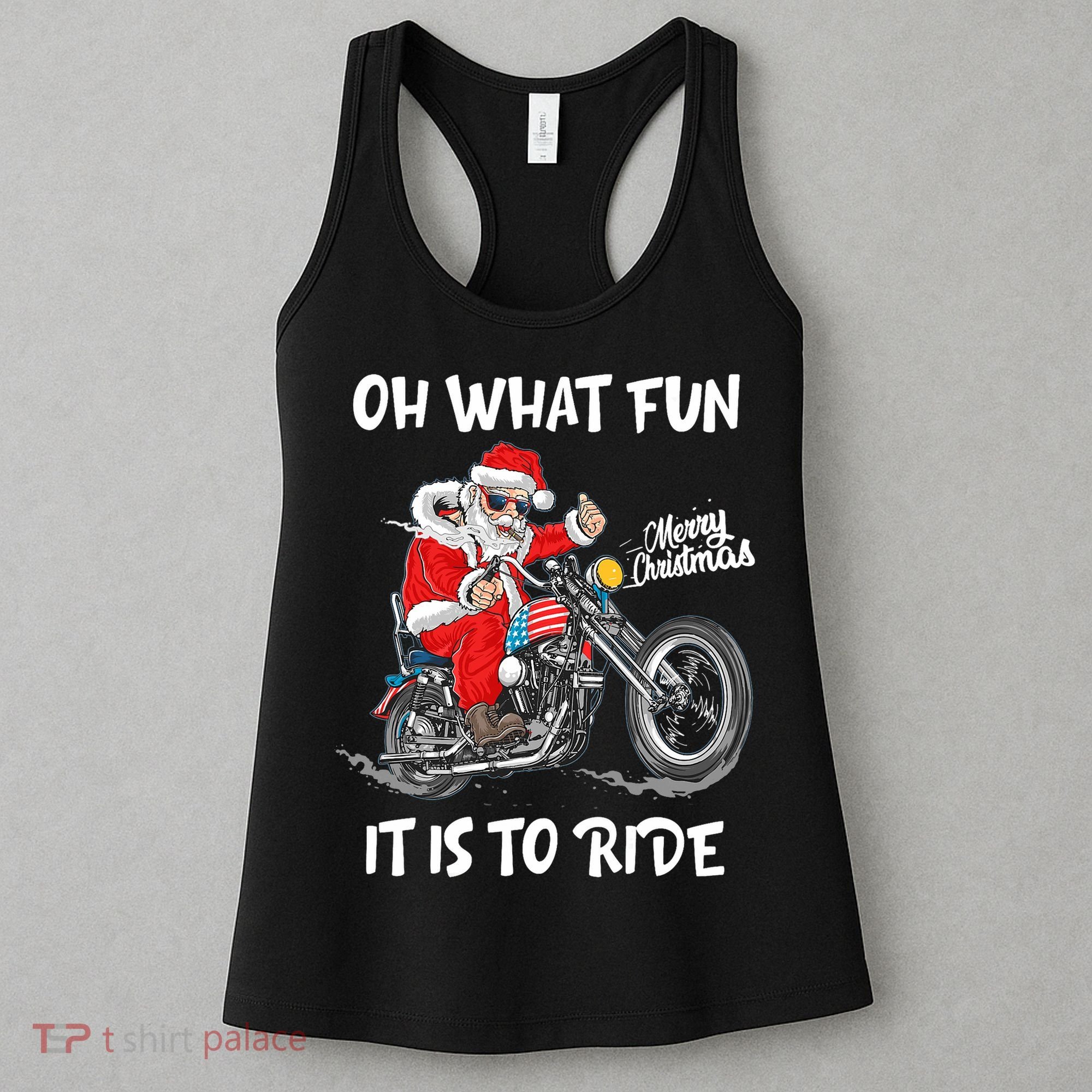 Biker Santa Motorcycle Fan Merry Christmas Xmas Holidays Women's Tank Top