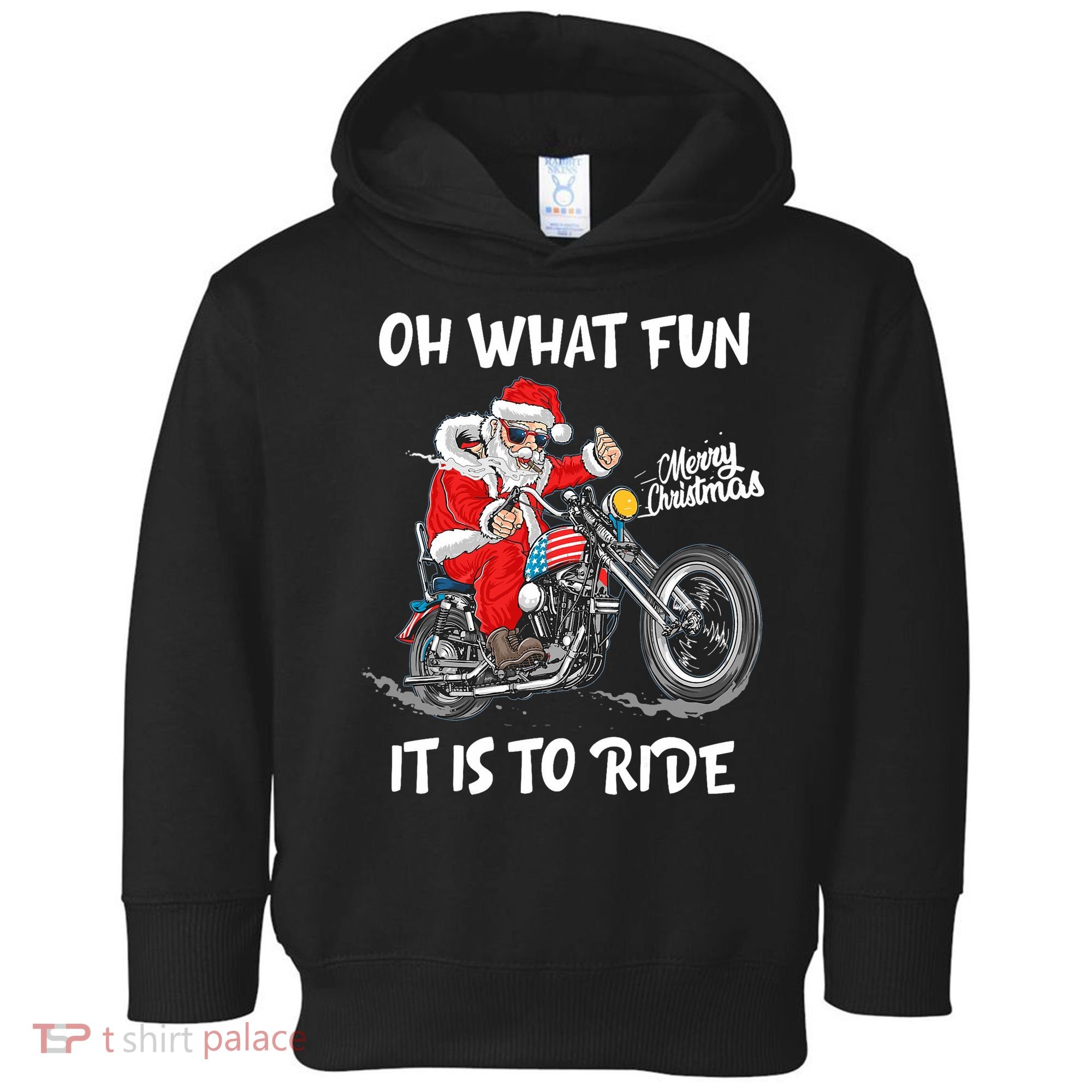 Biker Santa Motorcycle Fan Merry Christmas Xmas Holidays Toddler Hoodie