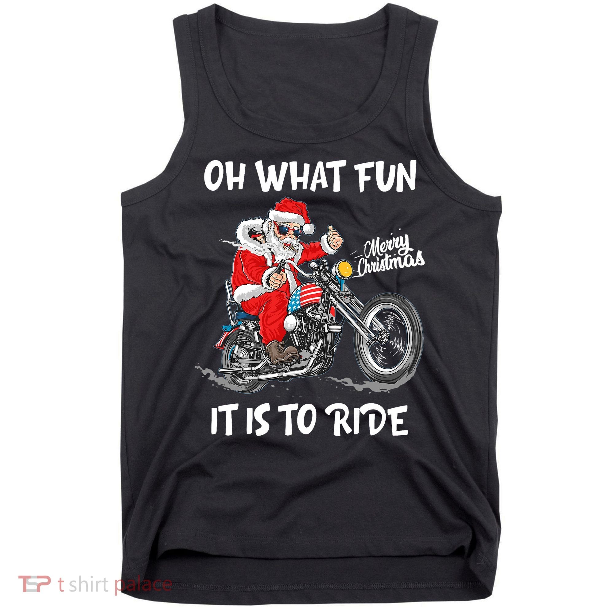 Biker Santa Motorcycle Fan Merry Christmas Xmas Holidays Tank Top