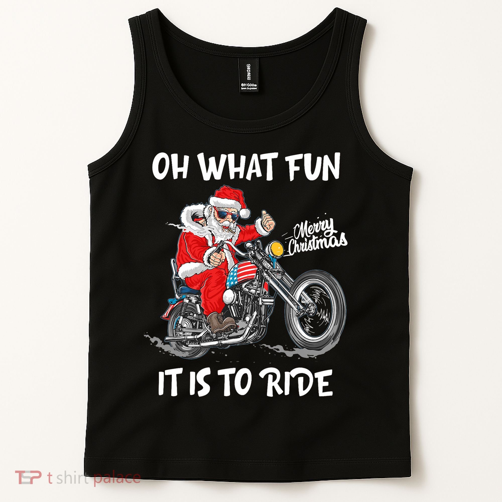 Biker Santa Motorcycle Fan Merry Christmas Xmas Holidays Tank Top