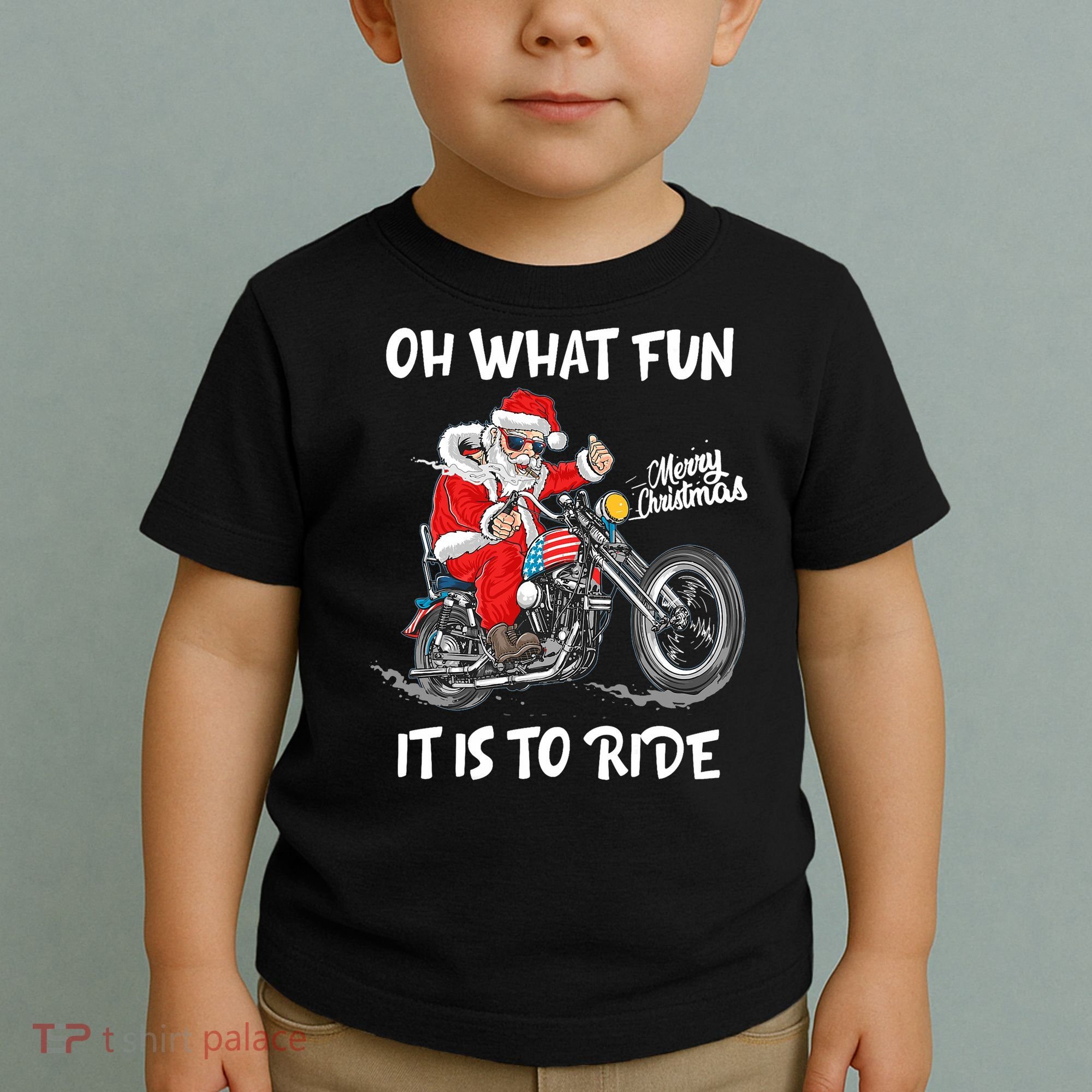 Biker Santa Motorcycle Fan Merry Christmas Xmas Holidays Toddler T-Shirt