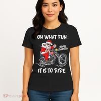 Biker Santa Motorcycle Fan Merry Christmas Xmas Holidays Women's T-Shirt thumb 4