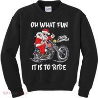 Biker Santa Motorcycle Fan Merry Christmas Xmas Holidays Kids Sweatshirt thumb 0