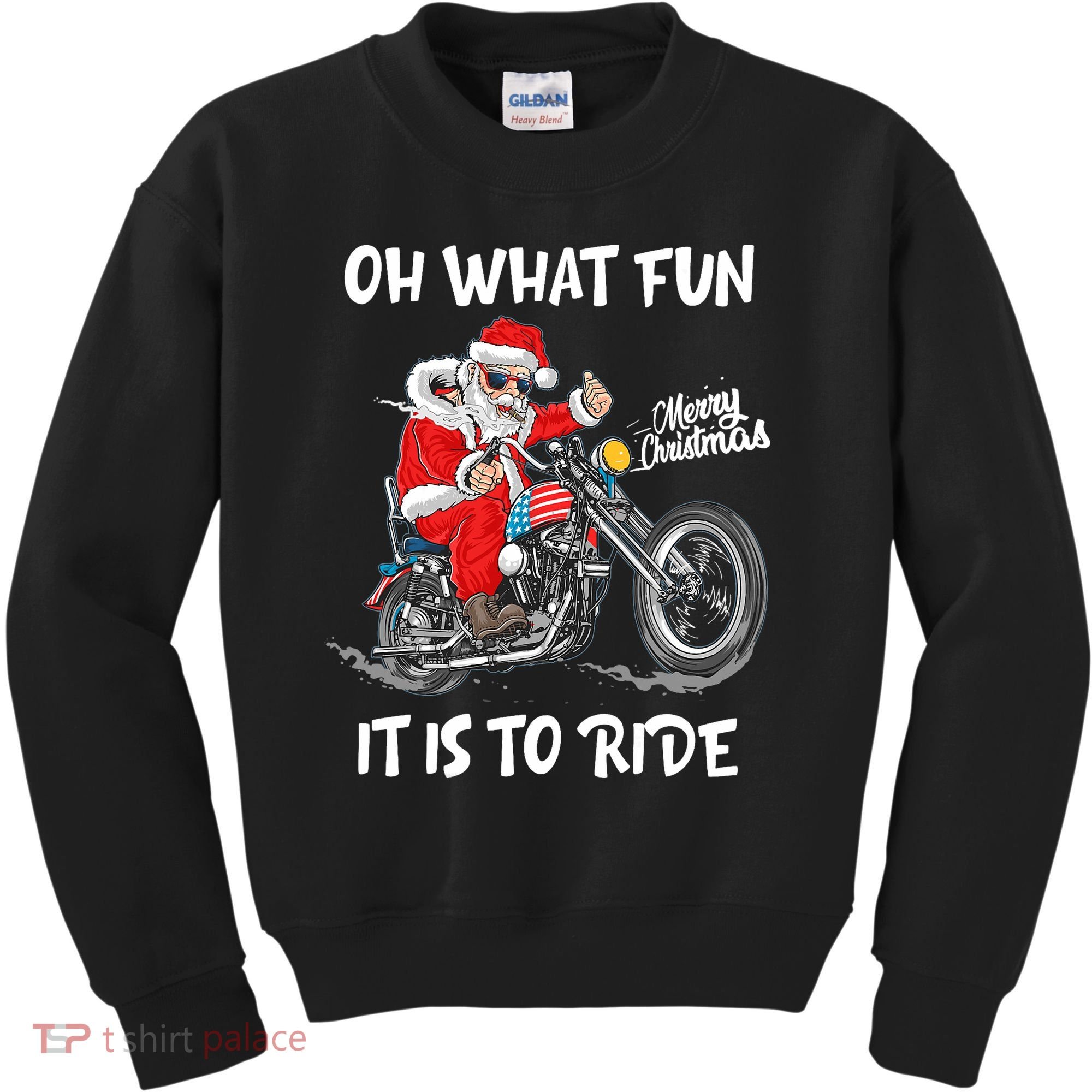 Biker Santa Motorcycle Fan Merry Christmas Xmas Holidays Kids Sweatshirt