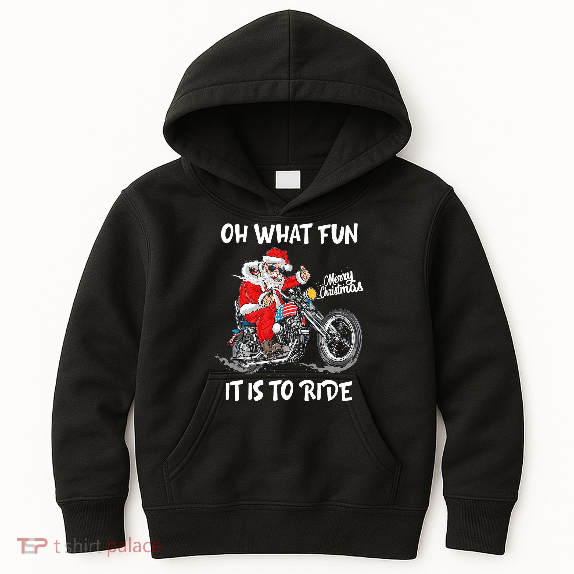 Biker Santa Motorcycle Fan Merry Christmas Xmas Holidays Kids Hoodie