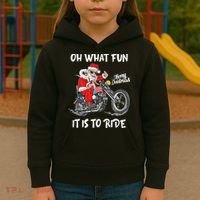 Biker Santa Motorcycle Fan Merry Christmas Xmas Holidays Kids Hoodie thumb 3
