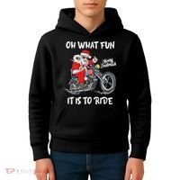 Biker Santa Motorcycle Fan Merry Christmas Xmas Holidays Kids Hoodie thumb 4