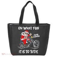 Biker Santa Motorcycle Fan Merry Christmas Xmas Holidays Tote Bag thumb 0