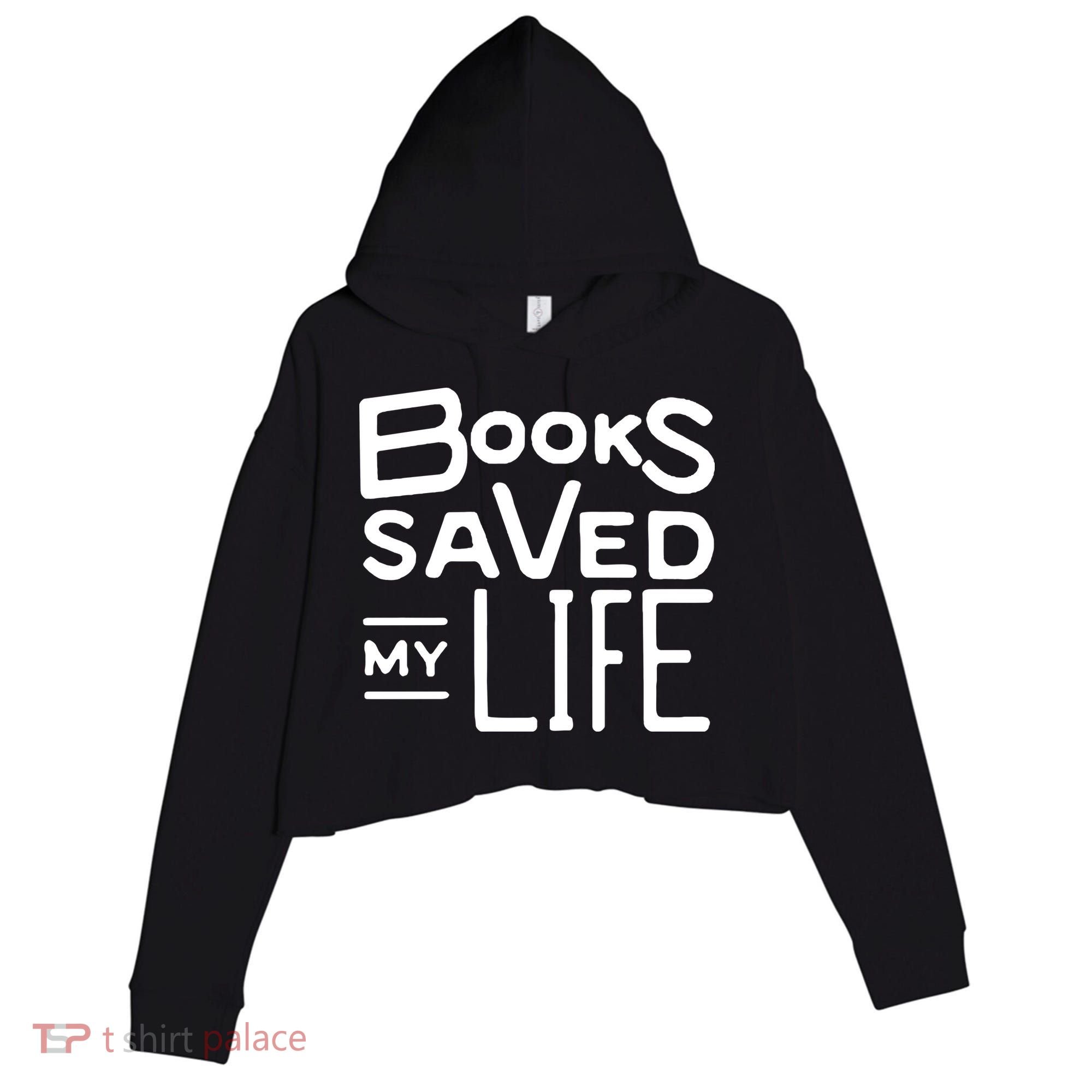 Books Saved My Life Crop Fleece Hoodie