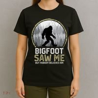 Bigfoot Saw Me Nobody Believes Him Funny Sasquatch Bigfoot T-Shirt thumb 4