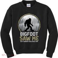 Bigfoot Saw Me Nobody Believes Him Funny Sasquatch Bigfoot Kids Sweatshirt thumb 0