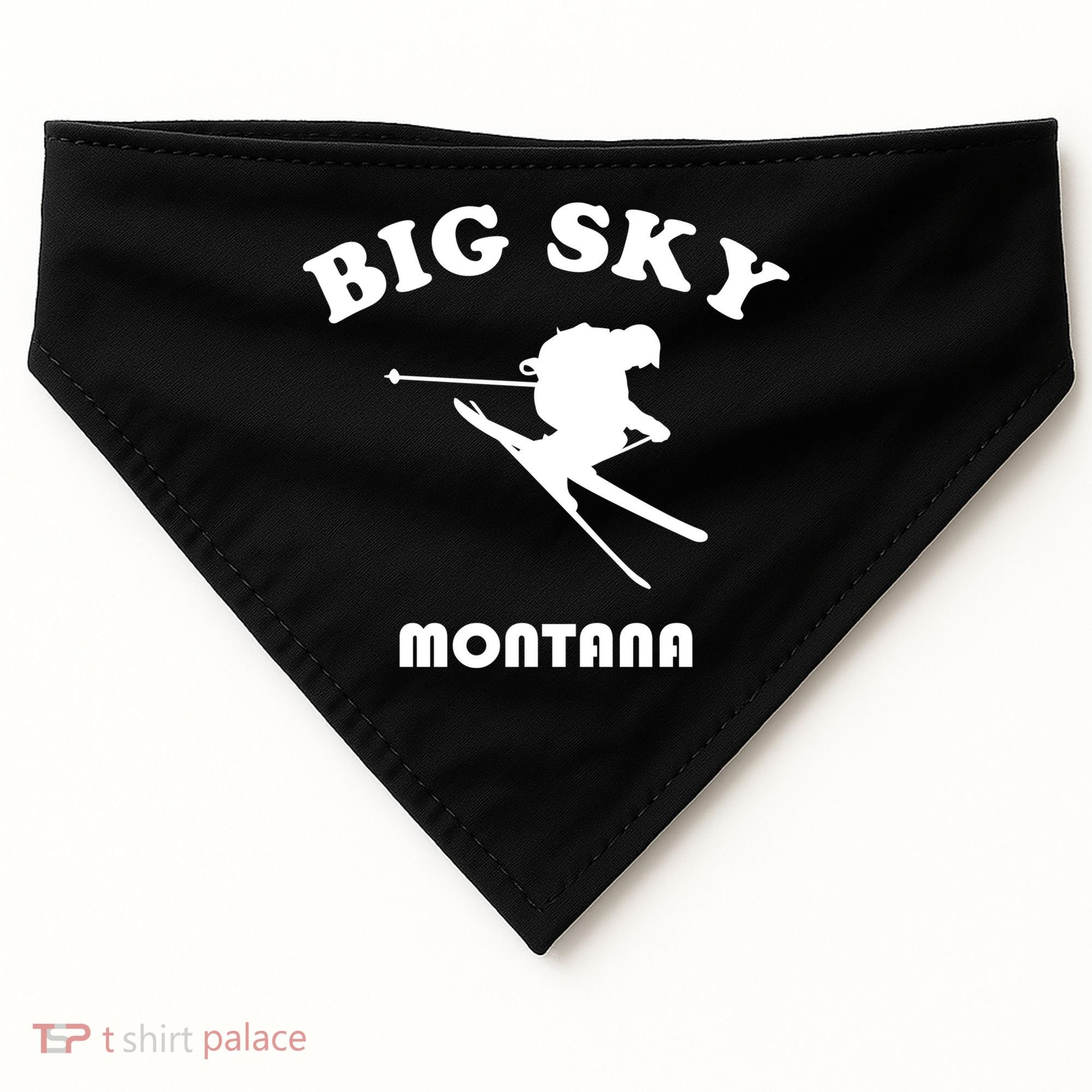 Big Sky Montana Gift Usa Ski Retro Gift USA-Made Doggie Bandana